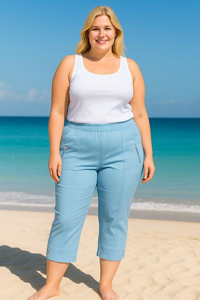 Picture of CURVY GIRL THREE QUARTER STRETCH COTTON CROP TROUSER